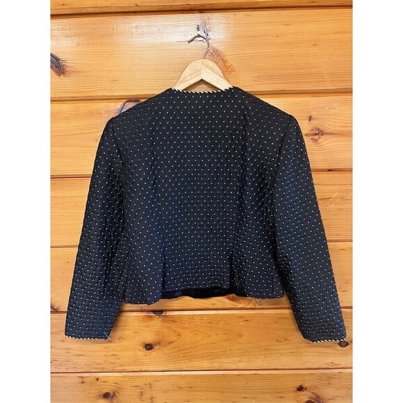 Vtg Maggy London Lined Blazer Women’s 6 Button Up Black W/ Gold Thread Jacket - Picture 5 of 6